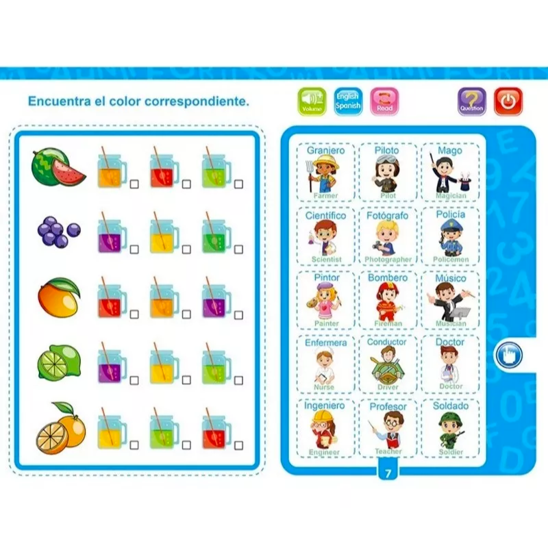 Libro de estudio infantil con sonidos para fácil aprendizaje